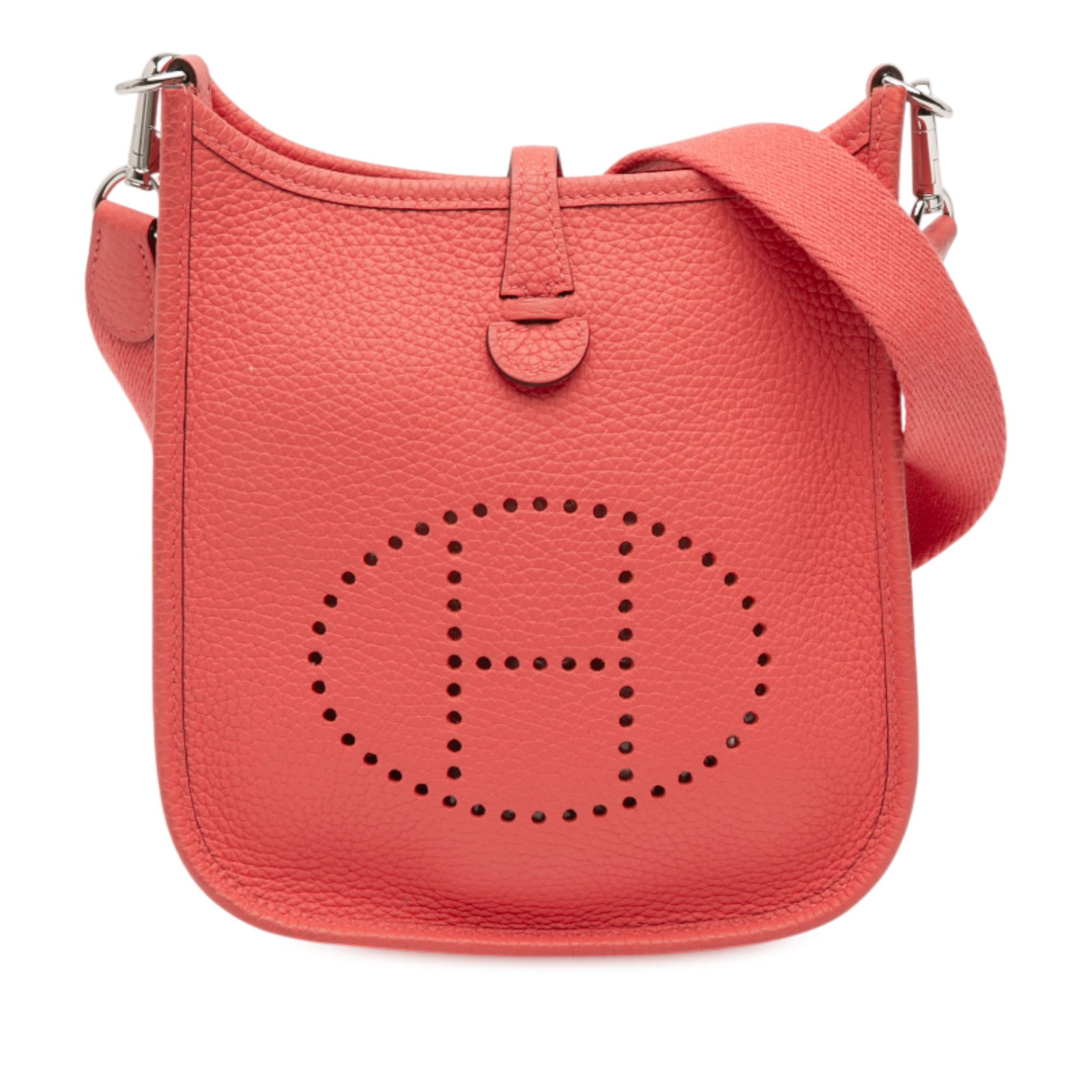 Hermes Clemence Amazone Evelyne TPM 16 Rose Texas Leather Bag: Hermes Clemence Amazone Evelyne TPM 16 Rose Texas Leather Bag This Hermes Clemence Amazone Evelyne TPM 16 bag showcases a stunning Rose Texas color crafted from durable Clemence leather. It features a