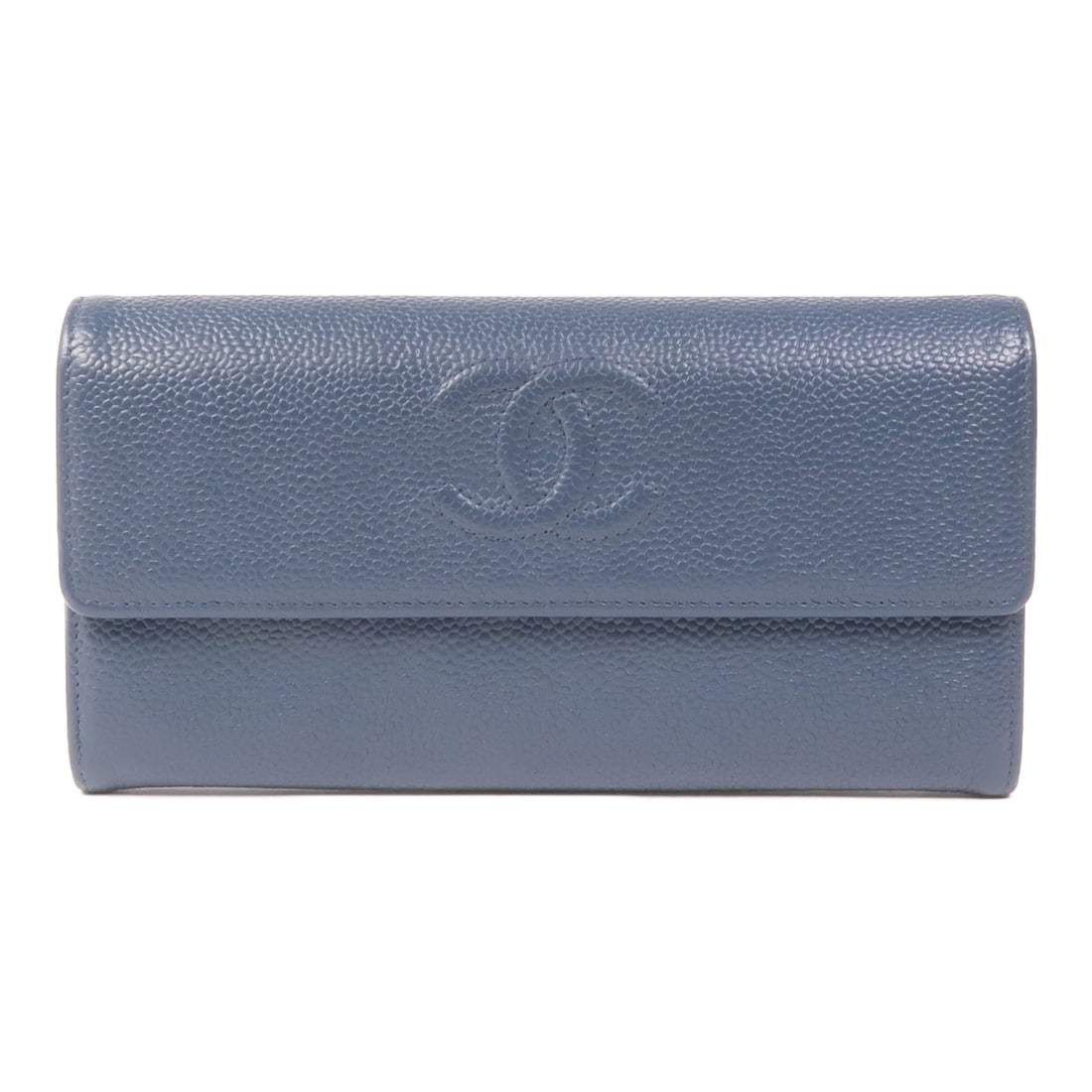 CHANEL CC Long Wallet Dark Blue Calfskin Leather Bifold Purse (1 of 18)