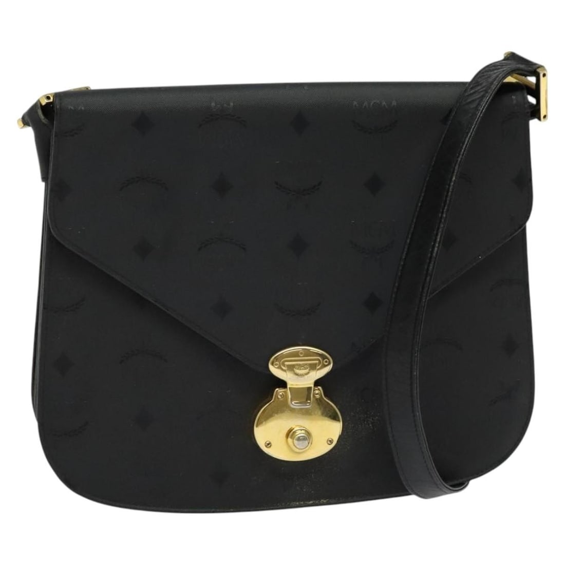 MCM Vicetos Logogram Shoulder Bag PVC Black Gold Adjustable Strap (1 of 18)