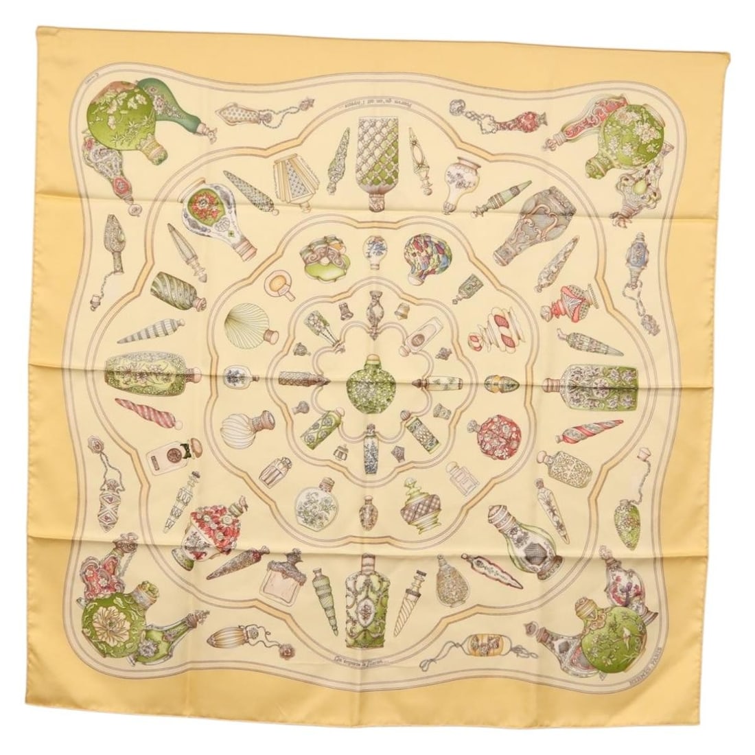 HERMES Silk Scarf 'Qu importe le flacon' 90cm Beige Authentic (1 of 13)