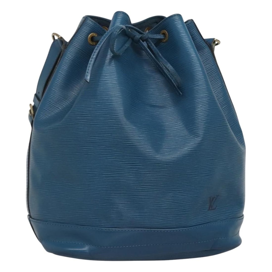 Noe Blue Shoulder Bag by Louis Vuitton: Noe Blue Shoulder Bag by Louis Vuitton This Louis Vuitton Noe shoulder bag in blue features a classic design crafted for women. The bag shows signs of gentle use, including rubbing and slight stains o