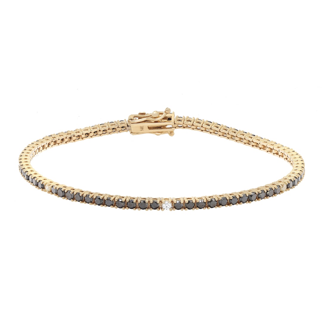 Rachel Koen 14K Yellow Gold Black and White Diamond Tennis Bracelet 2.82 Ctw (1 of 6)