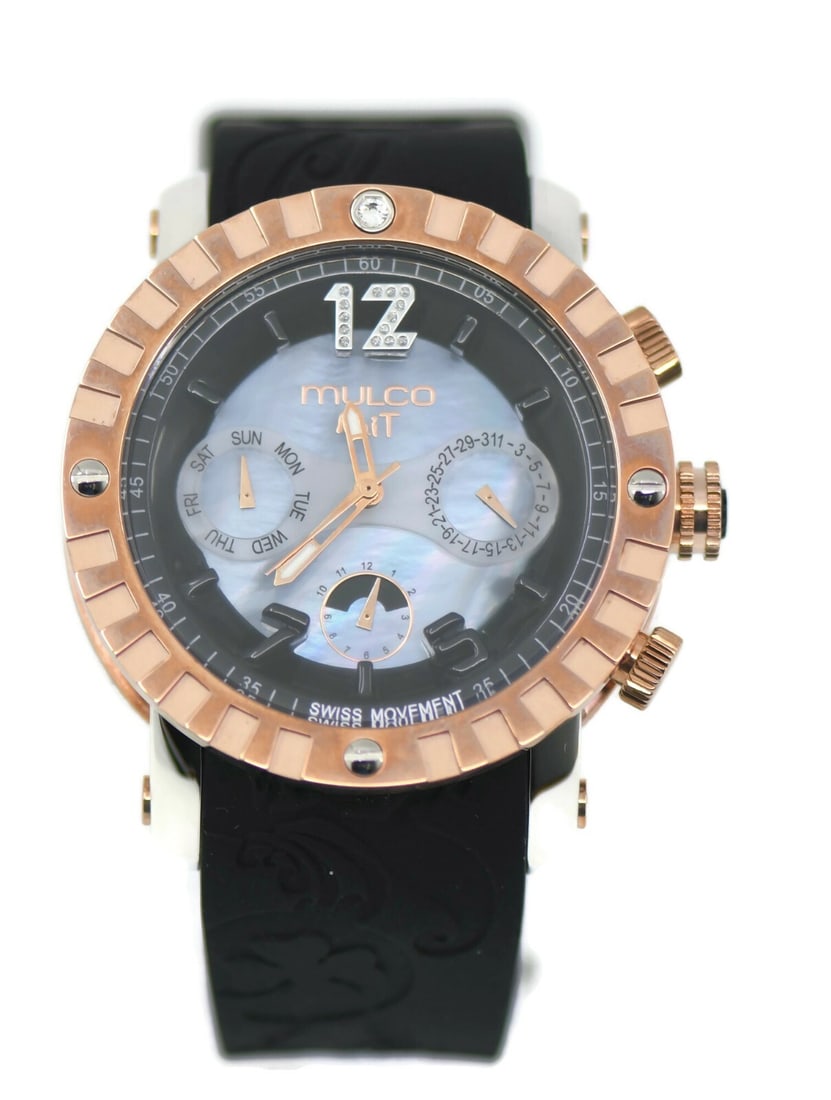 Mulco Nuit MW51876023 Two Tone Stainless Steel Analog Watch with Box and Papers: Mulco Nuit MW51876023 Two Tone Stainless Steel Analog Watch with Box and Papers The Mulco Nuit Two Tone Stainless Steel Watch MW51876023 features a striking combination of stainless steel and silicone