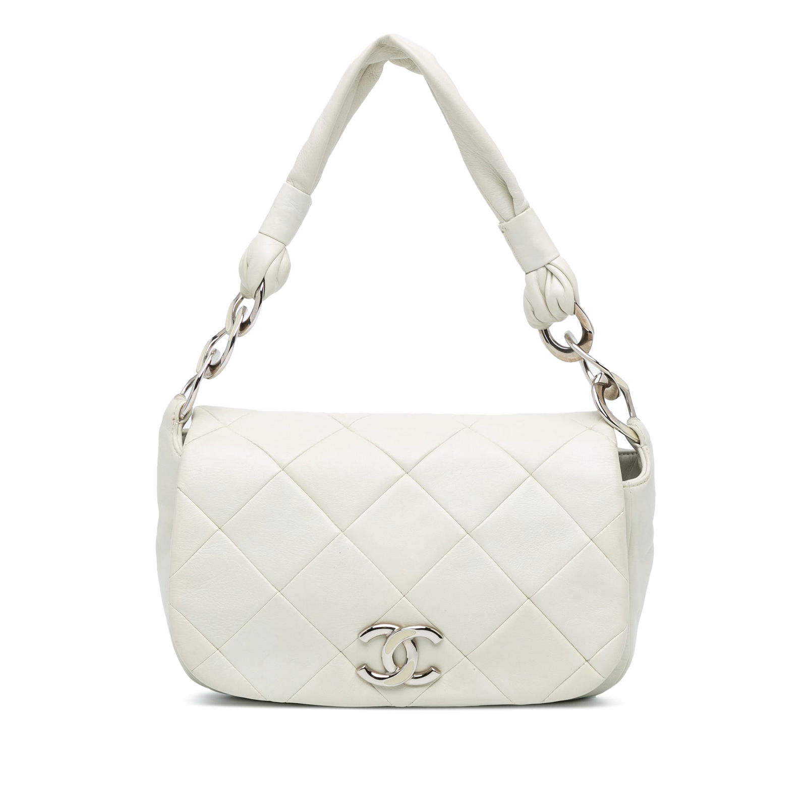 Chanel White Quilted Lambskin Pillow Soft Enamel CC Flap Bag (1 of 10)