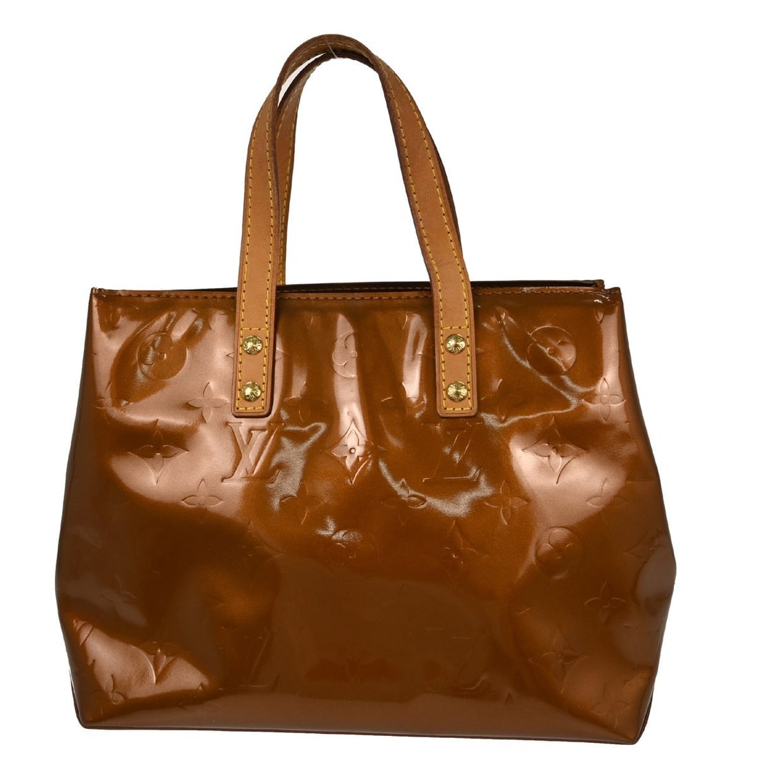 Louis Vuitton Vernis Bronze Read PM Tote Patent Leather Monogram Handbag M91146: Louis Vuitton Vernis Bronze Read PM Tote Patent Leather Monogram Handbag M91146 This Louis Vuitton Bronze Vernis Reade PM tote handbag features a monogram pattern and a medium-sized silhouette. Crafte