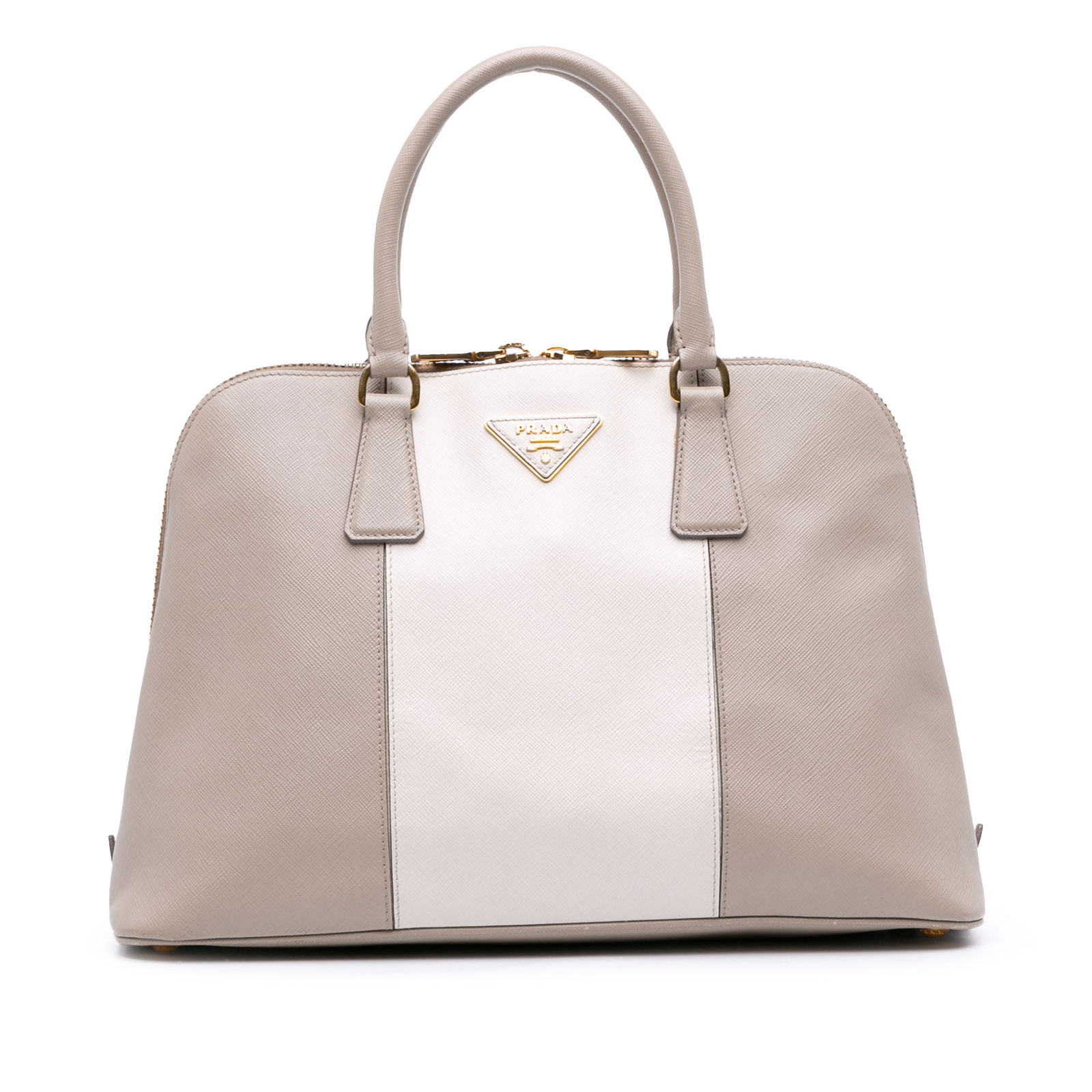 Prada Medium Bicolor Saffiano Lux Promenade Satchel in Gray (1 of 11)