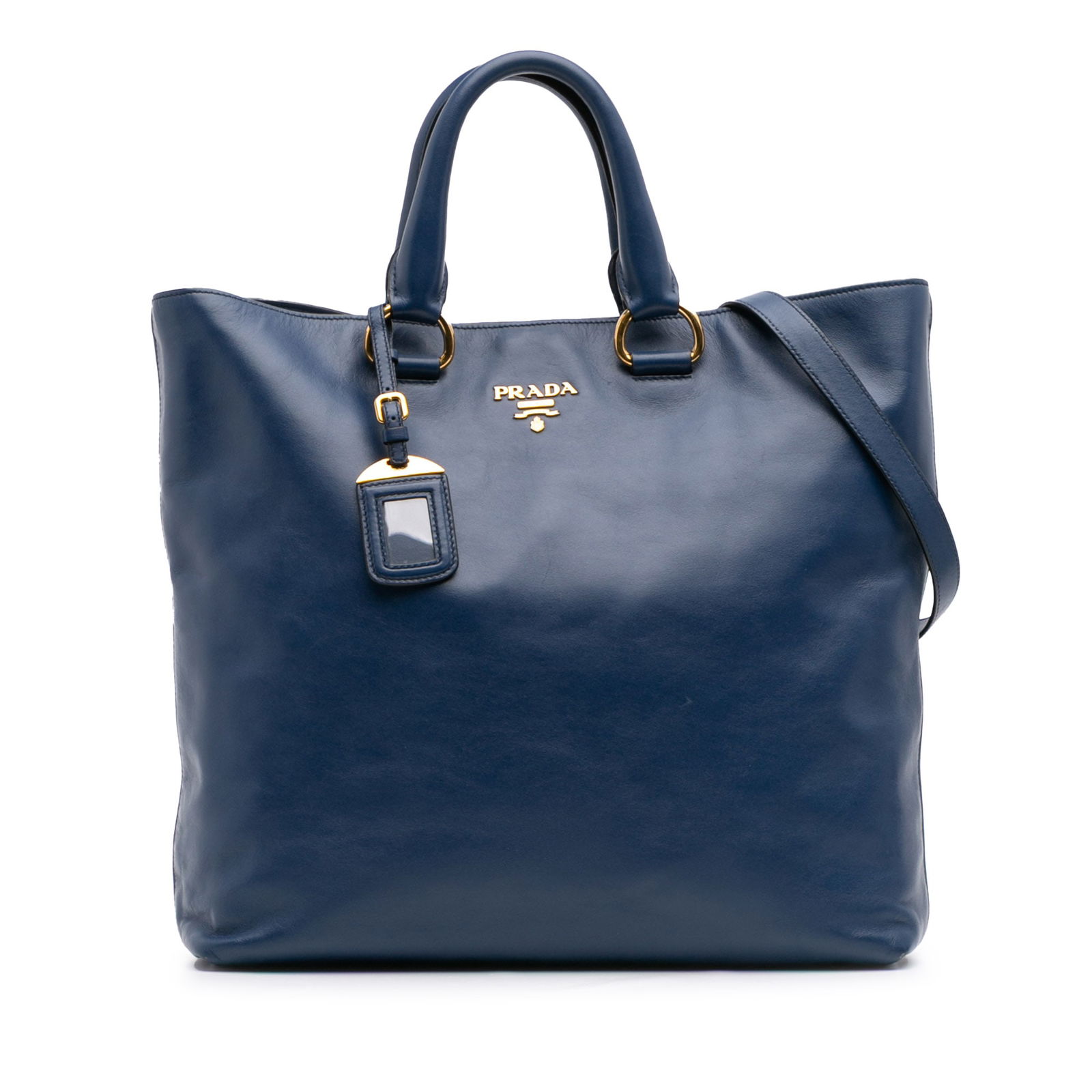 Prada Soft Calf Leather Blue Open Convertible Tote Bag (1 of 11)