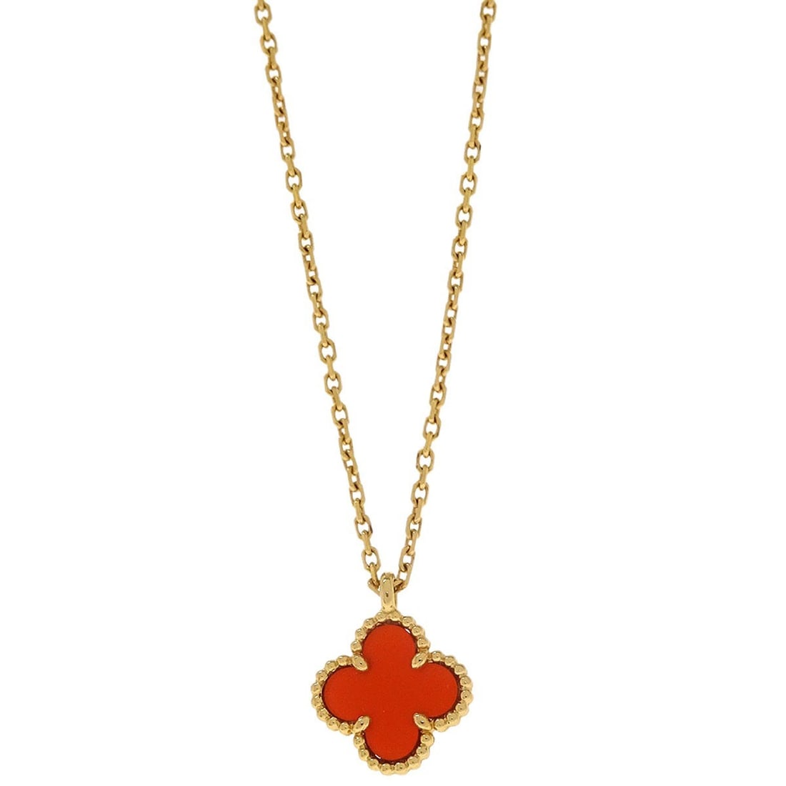 Van Cleef & Arpels Sweet Alhambra Carnelian Pendant Necklace Au750 (1 of 6)