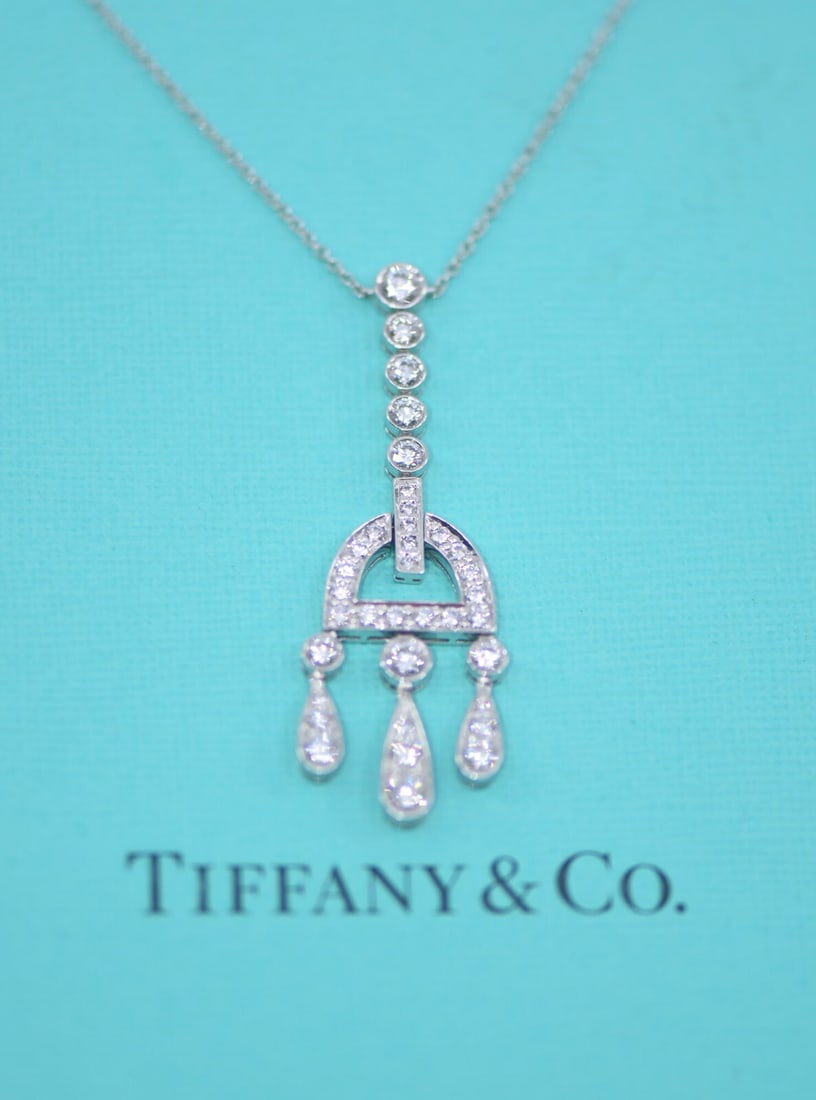Tiffany & Co Jazz Diamond Pendant Necklace in Platinum 950 Authentic: Tiffany & Co Jazz Diamond Pendant Necklace in Platinum 950 Authentic Elevate your jewelry collection with this exquisite Tiffany & Co. Jazz Diamond Pendant Necklace. Crafted from high-quality 950 plat