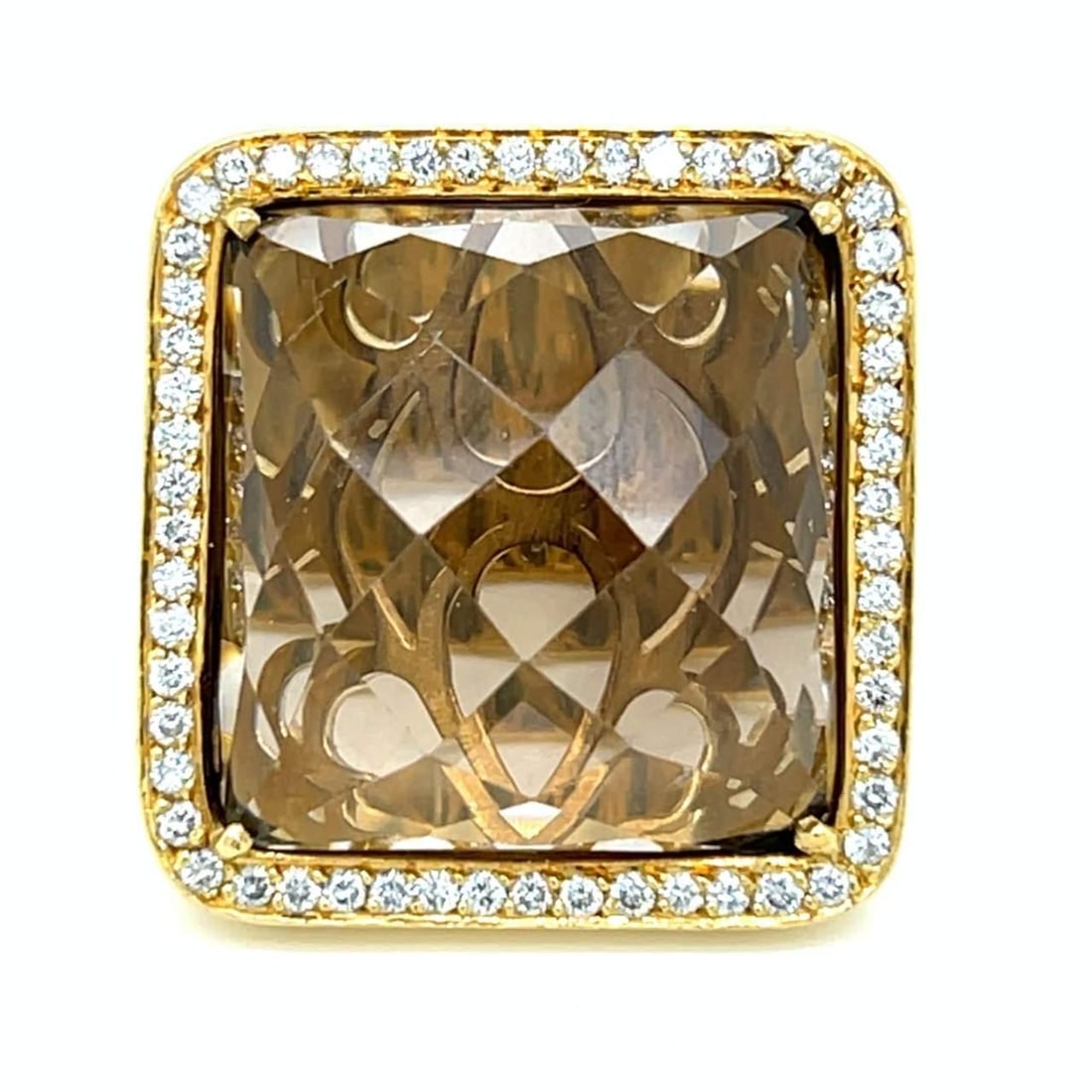 18K Yellow Gold Topaz 30 Ct Diamond Cocktail Ring (1 of 4)