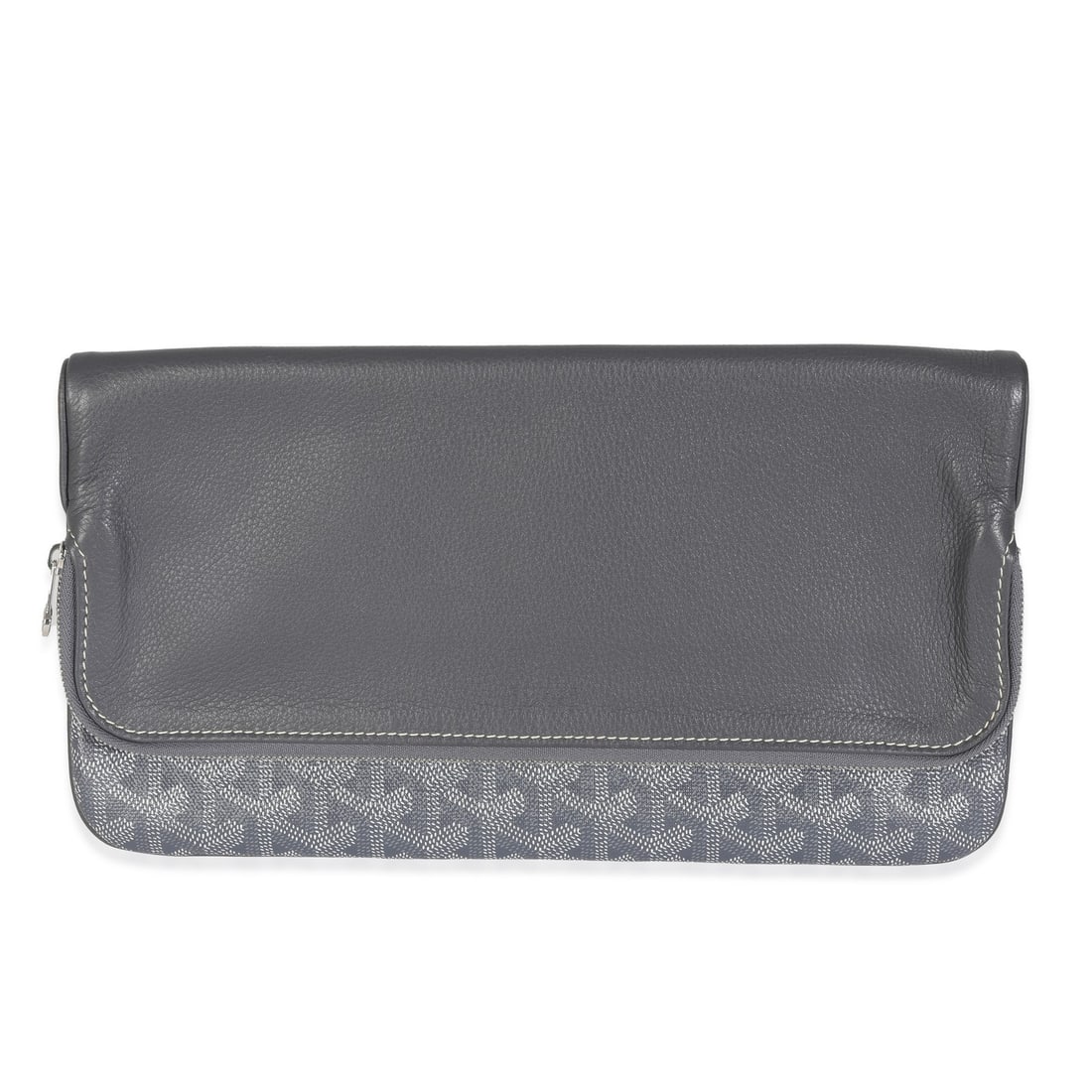 Goyard Grey Sainte Marie Soft Clutch Canvas with Zip Closure: Goyard Grey Sainte Marie Soft Clutch Canvas with Zip Closure Introducing the Goyard Grey Goyardine Canvas Sainte Marie Soft Clutch, a stylish and sophisticated accessory perfect for any occasion. This