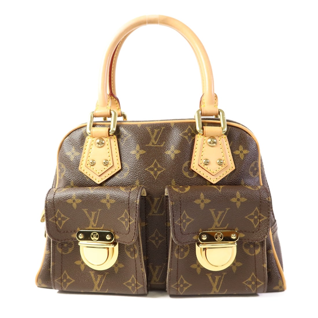 LOUIS VUITTON Manhattan PM Handbag M40026 Monogram Brown PVC Canvas: LOUIS VUITTON Manhattan PM Handbag M40026 Monogram Brown PVC Canvas The LOUIS VUITTON Manhattan PM Handbag is a stylish accessory crafted from durable PVC coated canvas. It features the iconic monogra