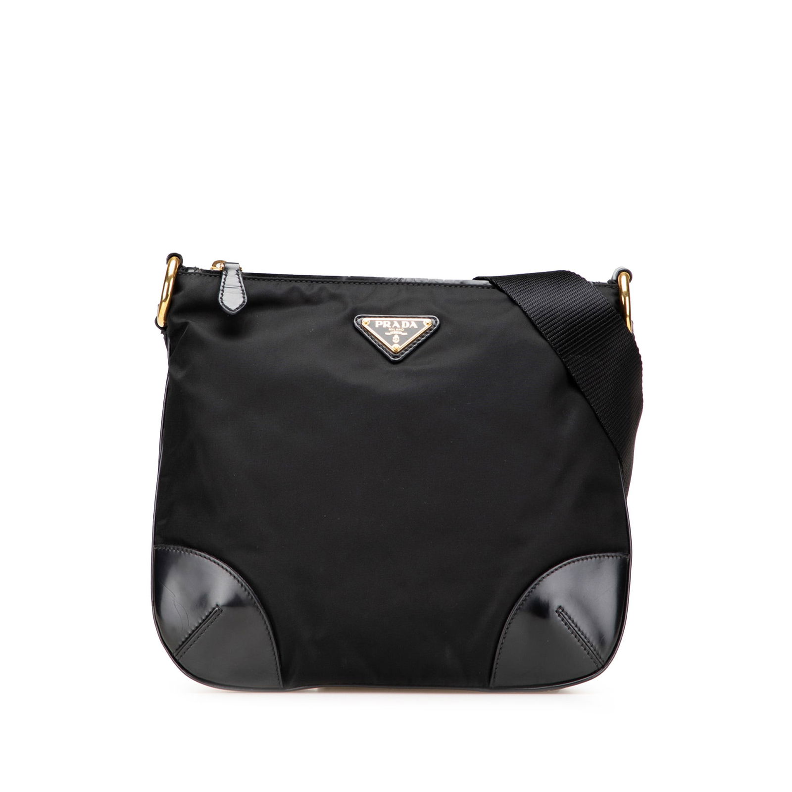 Prada Vitello Trimmed Tessuto Black Crossbody Bag Made in Italy (1 of 11)