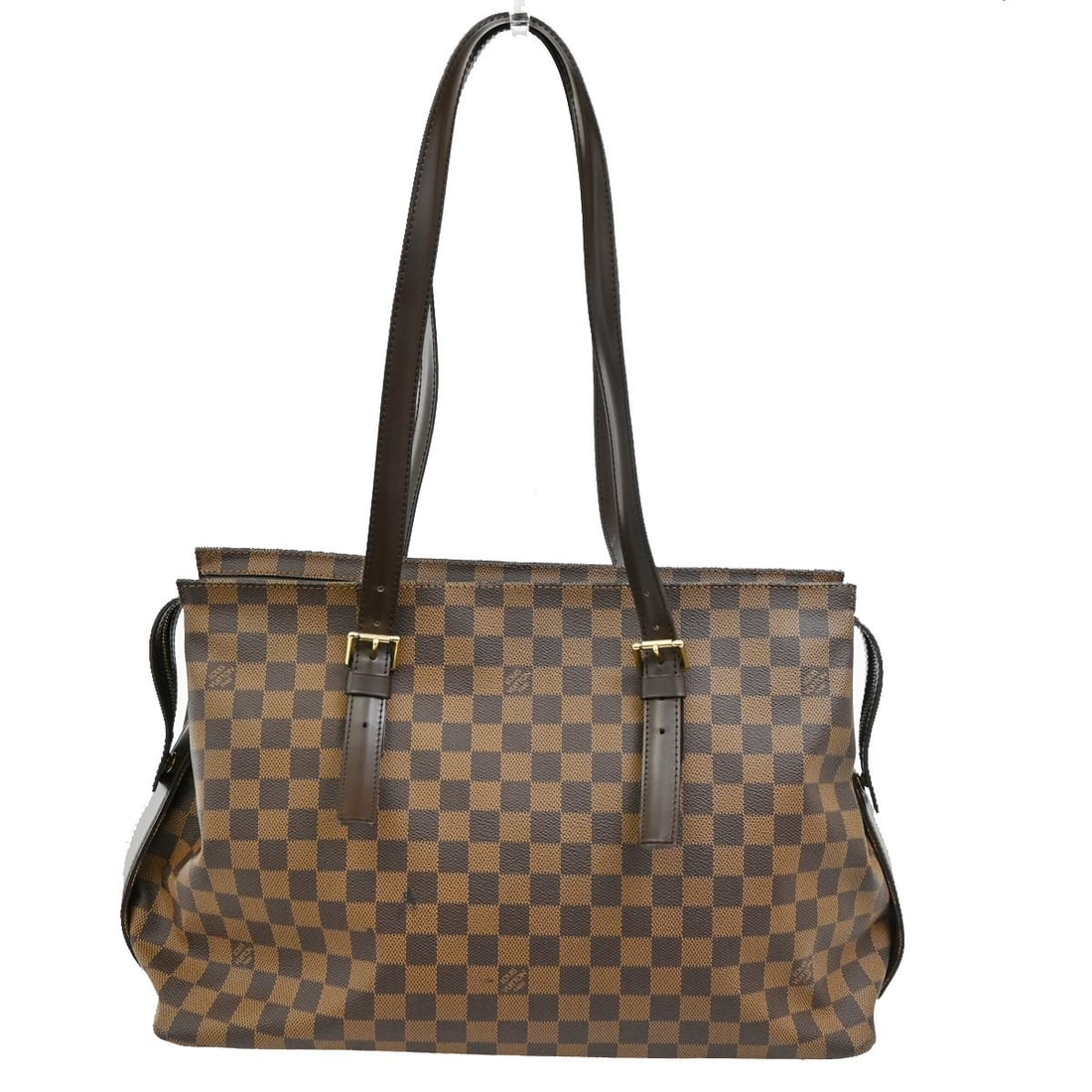 Chelsea Tote Bag in Brown by Louis Vuitton: Chelsea Tote Bag in Brown by Louis Vuitton This Louis Vuitton Chelsea tote bag is a pre-owned item in good condition, designed for women. It features a brown exterior and shows some signs of use, incl