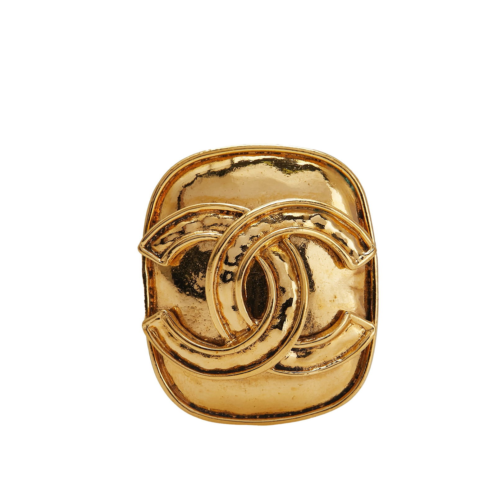 Chanel Gold Plated CC Brooch France Costume Jewelry: Chanel Gold Plated CC Brooch France Costume Jewelry Add a touch of elegance to your outfit with this Chanel Gold Plated CC Brooch. Crafted from gold-tone metal, this iconic piece showcases the renowne