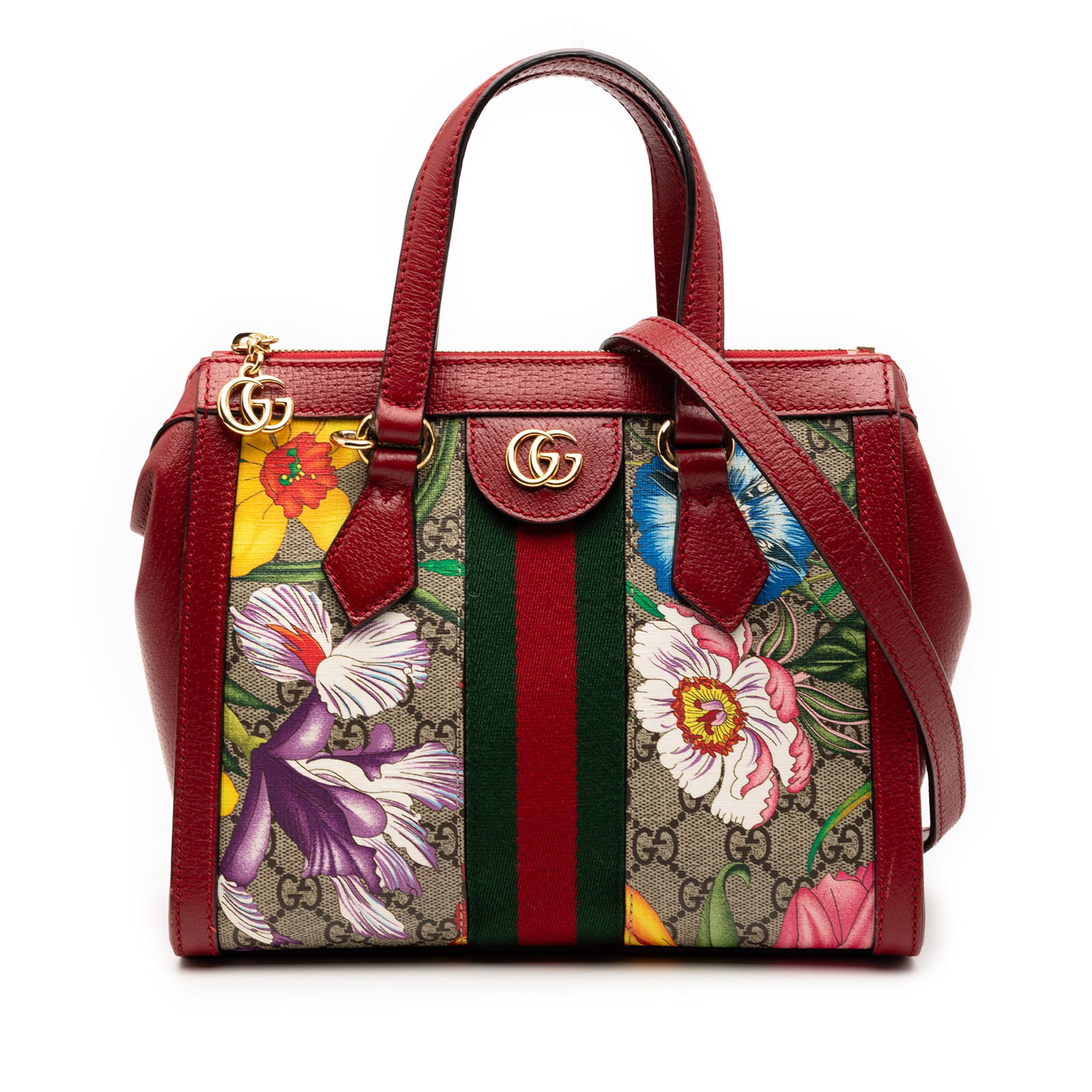 Gucci Ophidia Satchel with GG Flora Canvas and Leather Accents (1 of 7)