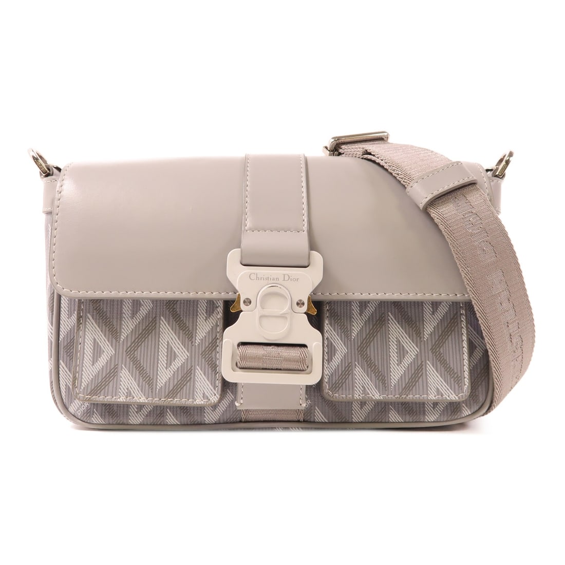 Christian Dior Hit The Road Shoulder Bag PVC Canvas Calfskin Grey (1 of 15)