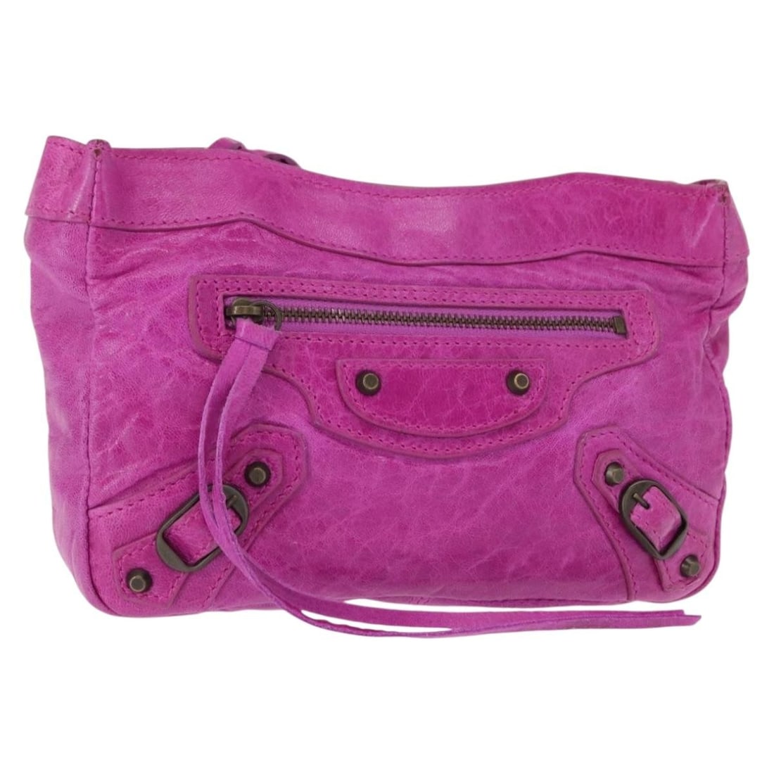 BALENCIAGA Classic Pouch Leather Purple 110481 Made in Italy: BALENCIAGA Classic Pouch Leather Purple 110481 Made in Italy Introducing the BALENCIAGA Classic Pouch, a stylish accessory crafted in Italy from premium leather. This eye-catching pouch is presented i