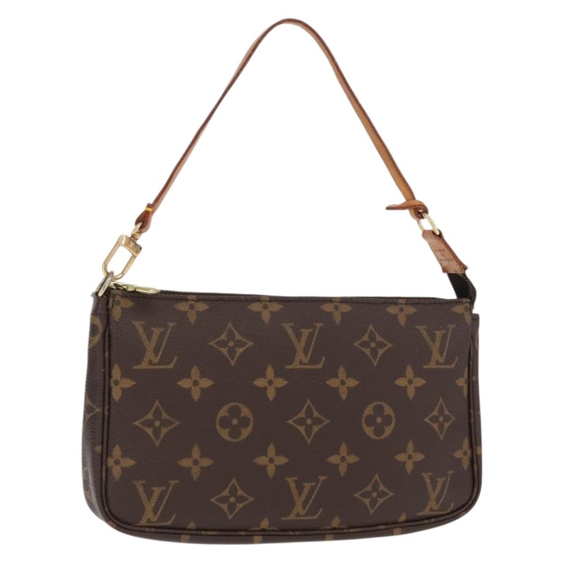 Pochette Accessoires NM Monogram Brown Clutch by Louis Vuitton: Pochette Accessoires NM Monogram Brown Clutch by Louis Vuitton This pre-owned Louis Vuitton Monogram Pochette Accessoires features the classic brown monogram canvas. The item is in fair condition with