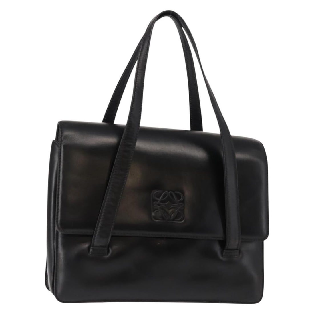 LOEWE Black and Gold Leather Anagram Tote Bag from Spain: LOEWE Black and Gold Leather Anagram Tote Bag from Spain This is a LOEWE Anagram tote bag crafted from black and gold leather. The bag features a compact design with dual handles and is made in Spain.