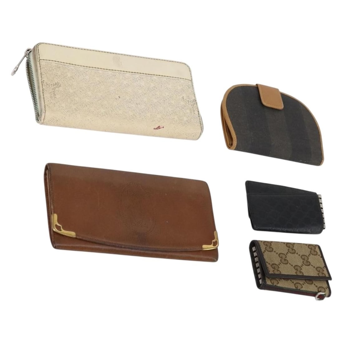 GOYARD Black Beige Micro GG Canvas Leather Wallet 5 Piece Set Auth: GOYARD Black Beige Micro GG Canvas Leather Wallet 5 Piece Set Auth This elegant set includes five wallets from the renowned brand Goyard, crafted from a combination of leather and Micro GG canvas in a