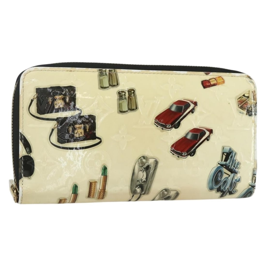 LOUIS VUITTON Monogram Vernis Zippy Wallet M50370 White Patent Leather Auth (1 of 18)