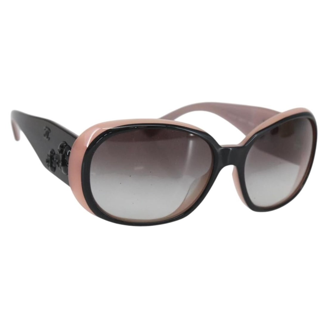 CHANEL Camelia Black Pink Sunglasses with Case Auth 159754 (1 of 11)