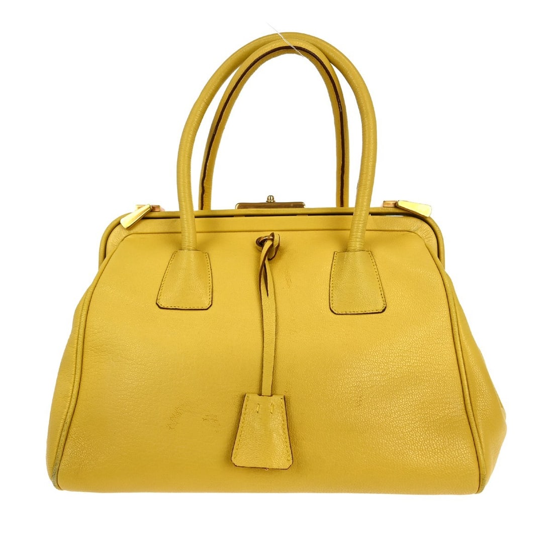 Prada Yellow Leather Mini Top Handle Handbag NQ02773 (1 of 8)