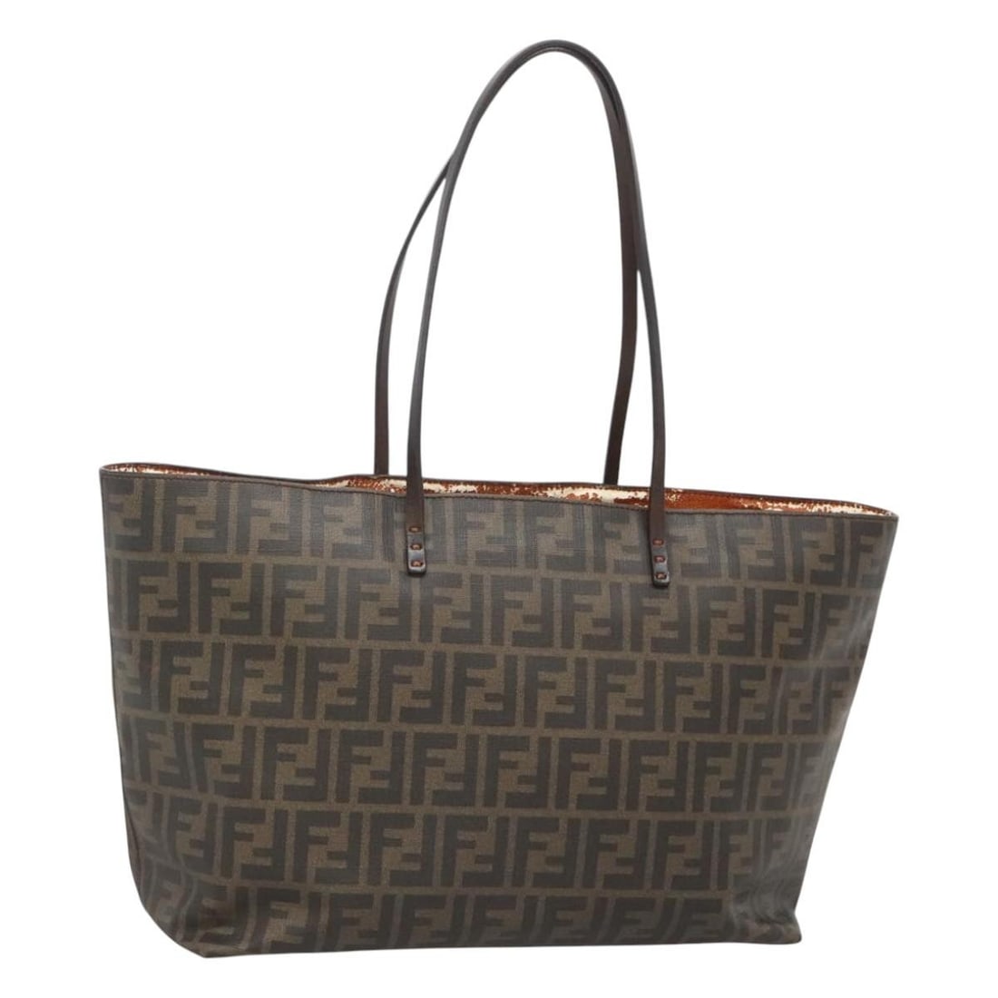 FENDI Brown Black Zucca Canvas Tote Bag Authentic Made in Italy (1 of 18)