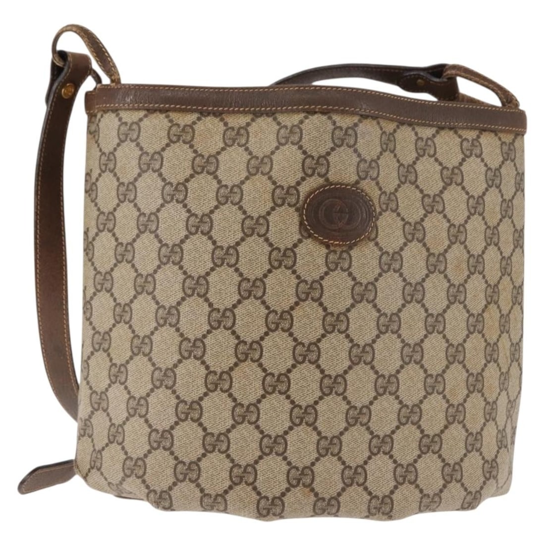 GUCCI GG Supreme Beige PVC Leather Shoulder Bag Auth Italy: GUCCI GG Supreme Beige PVC Leather Shoulder Bag Auth Italy Elevate your accessory collection with this authentic GUCCI GG Supreme Shoulder Bag, crafted in Italy. This stylish shoulder bag features a c