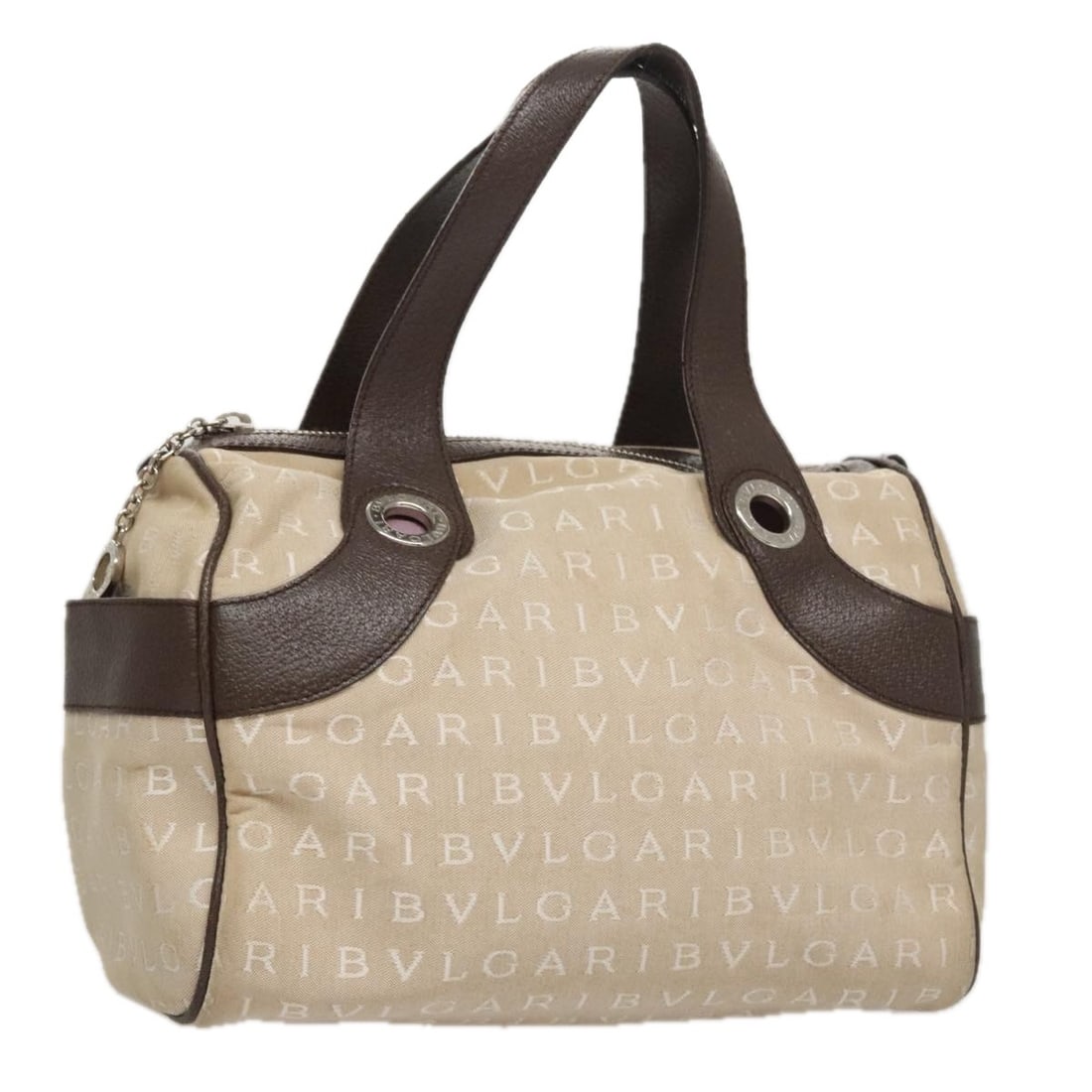 BVLGARI Beige Canvas Hand Bag Made in Italy Authentic: BVLGARI Beige Canvas Hand Bag Made in Italy Authentic This BVLGARI handbag showcases a stylish and functional design, crafted from durable beige canvas. Made in Italy, this bag is perfect for everyday