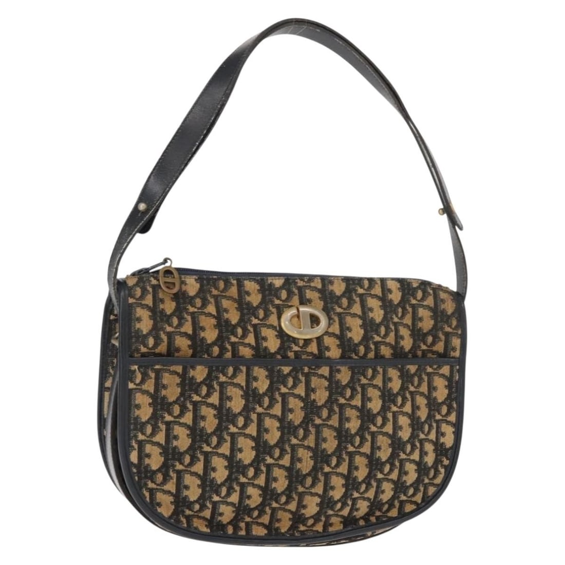 Christian Dior Navy Gold Trotter Canvas Shoulder Bag BA7310 (1 of 18)