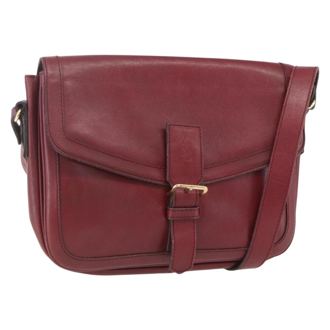 SAINT LAURENT Red Leather Shoulder Bag Gold Accents: SAINT LAURENT Red Leather Shoulder Bag Gold Accents This SAINT LAURENT shoulder bag combines luxurious leather with a striking red and gold color palette, making it a standout accessory. The bag featu