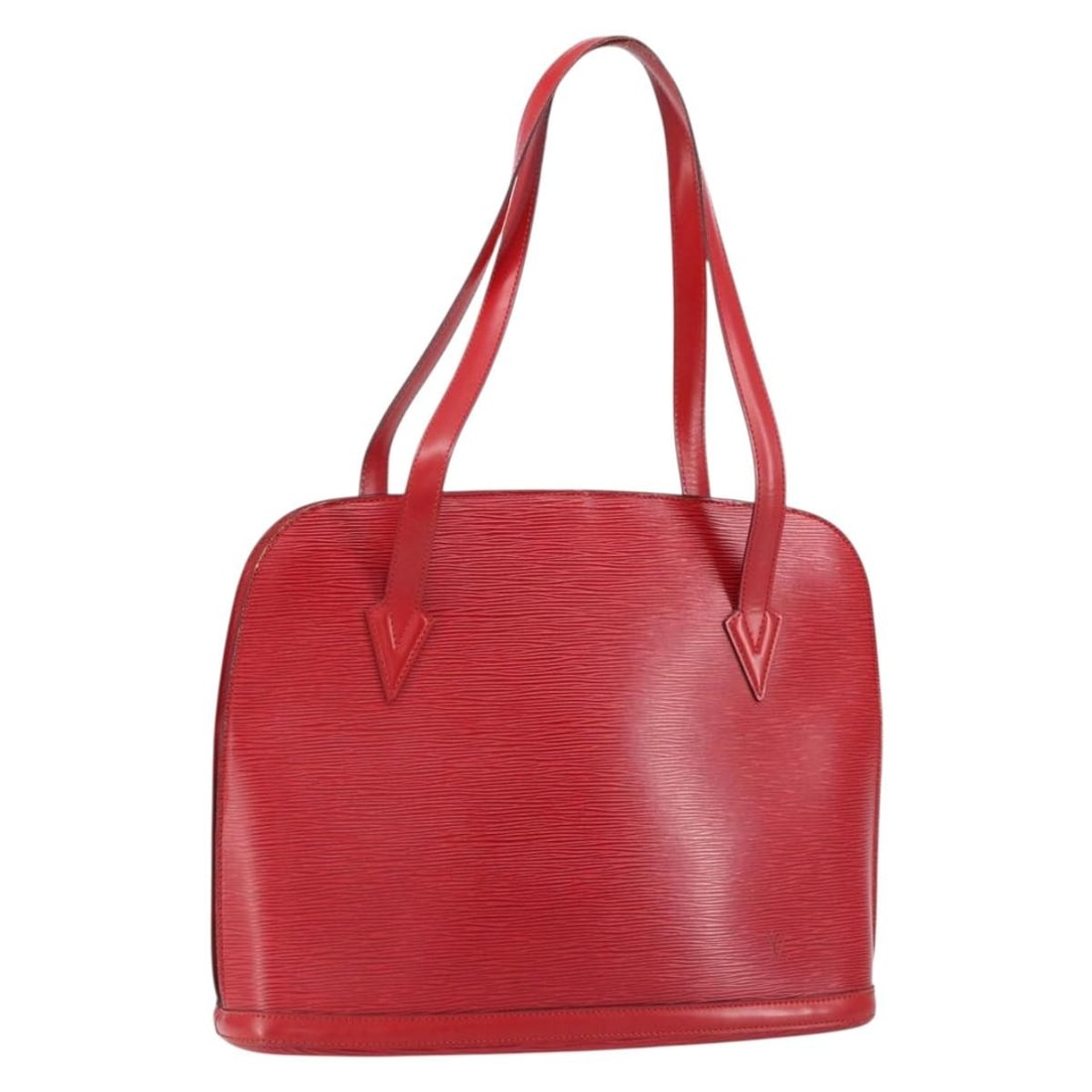 LOUIS VUITTON Epi Lussac Red Shoulder Bag M52287 France: LOUIS VUITTON Epi Lussac Red Shoulder Bag M52287 France Presenting the LOUIS VUITTON Epi Lussac Shoulder Bag in a striking red hue. Crafted from durable Epi leather, this stylish shoulder bag exudes l