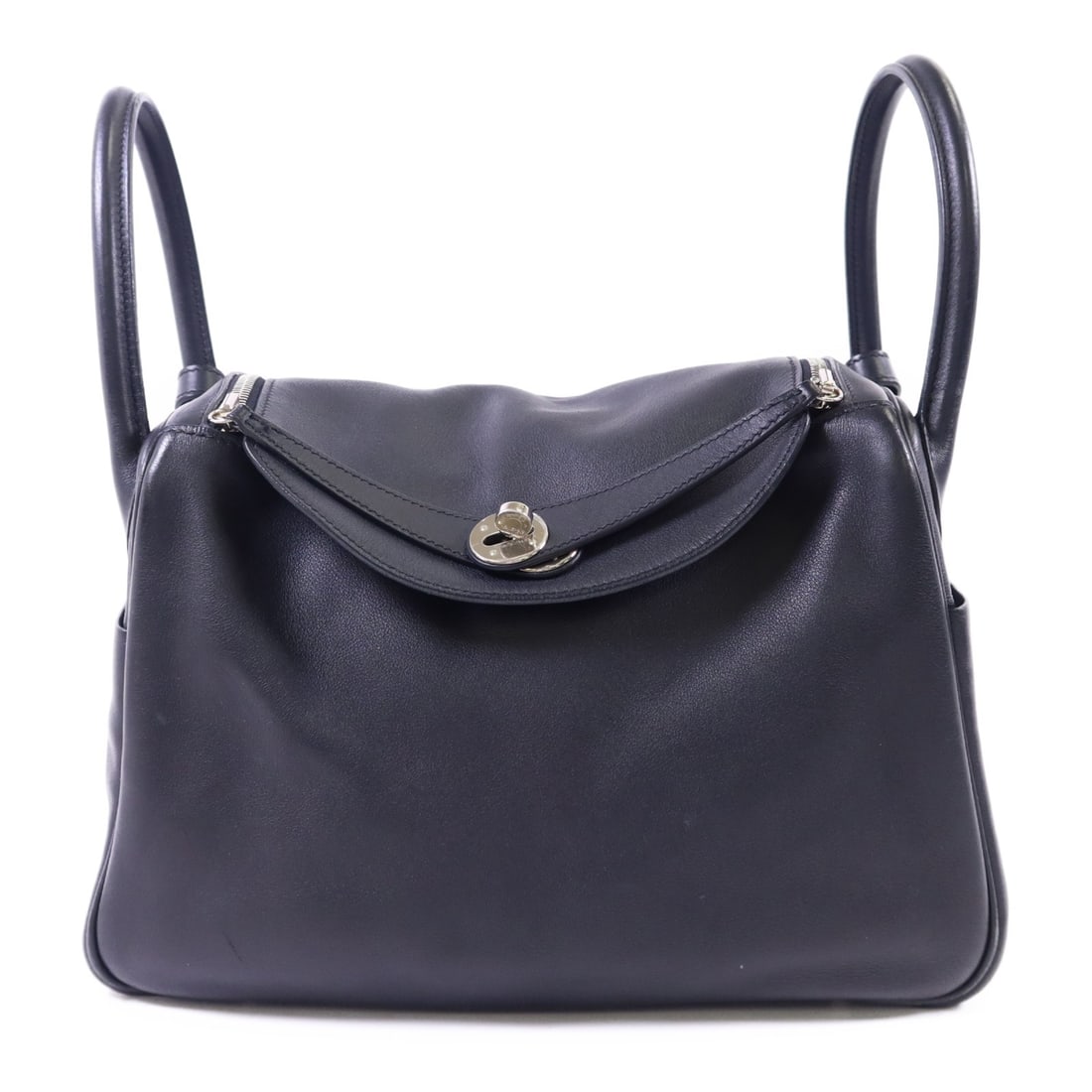 Hermes Lindy 30 Black Swift Leather Shoulder Bag with Palladium Hardware (1 of 18)