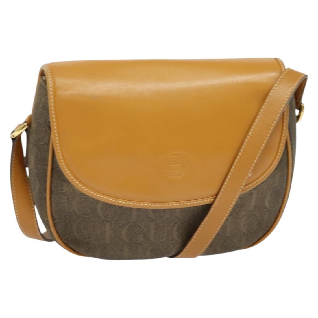 GUCCI 001 084 1304 Brown Gold PVC Leather Shoulder Bag Auth (1 of 18)