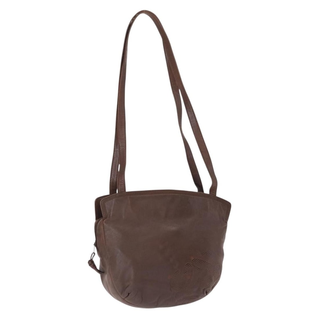 LOEWE Anagram Leather Shoulder Bag Brown Gold Auth 8.7x9.8x3.1 (1 of 18)