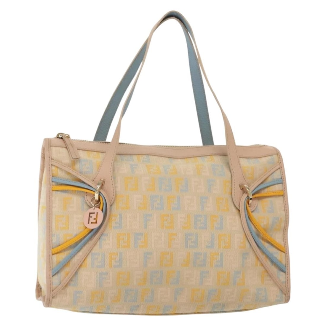 Fendi Zucchino Canvas Hand Bag Beige Gold Made in Italy: Fendi Zucchino Canvas Hand Bag Beige Gold Made in Italy This authentic Fendi Zucchino Canvas Hand Bag features a sophisticated beige and gold color palette, expertly crafted in Italy. The stylish desi