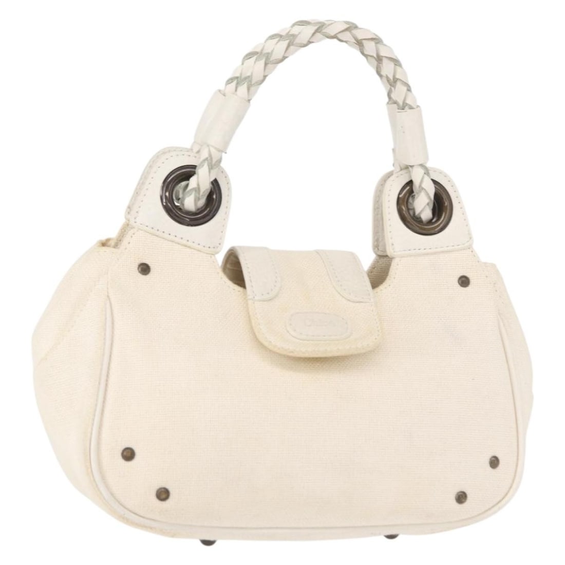 Chloe White Canvas Hand Bag Authentic Style MR1648: Chloe White Canvas Hand Bag Authentic Style MR1648 This Chloe hand bag combines stylish design with practical functionality. Made from high-quality canvas in a classic white color, it features a spaci