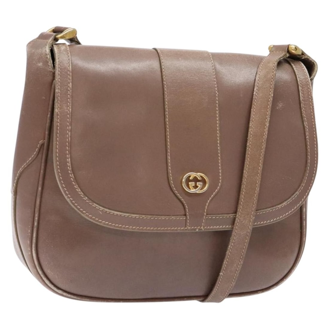 GUCCI Leather Shoulder Bag Beige Gold 001 115 4425 Authentic (1 of 18)