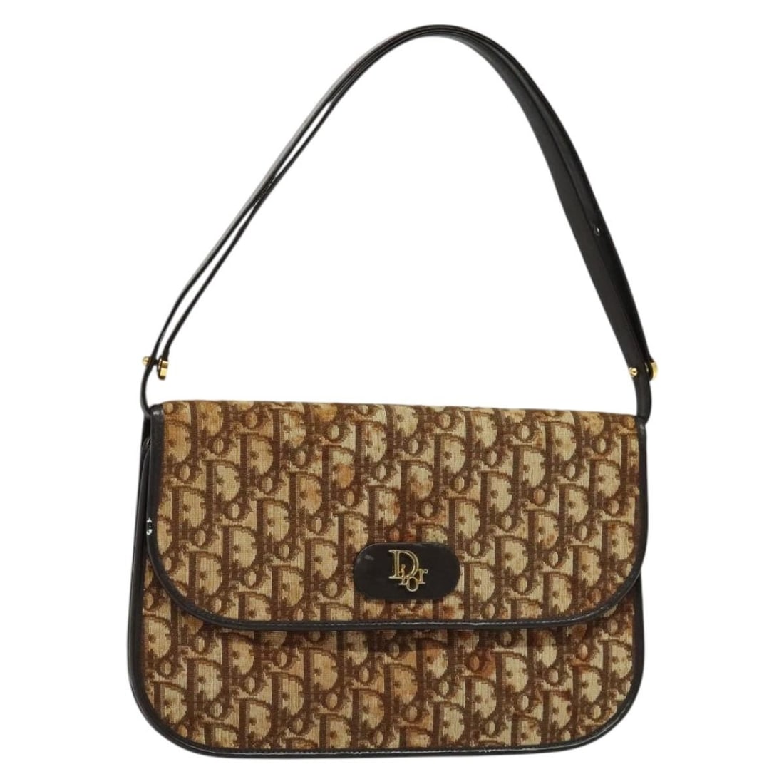 Christian Dior Brown Gold Trotter Canvas Shoulder Bag Authentic (1 of 18)
