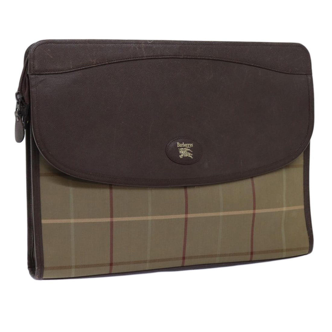 Burberrys Nova Check Brown Canvas Clutch Bag Authentic: Burberrys Nova Check Brown Canvas Clutch Bag Authentic This Burberrys Nova Check Clutch Bag is a stylish accessory crafted from durable canvas in a rich brown color. Measuring approximately 15.0 inche