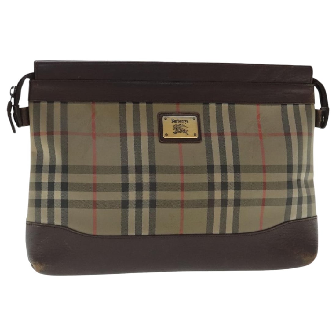 Burberrys Nova Check Beige Canvas Clutch Bag Authentic: Burberrys Nova Check Beige Canvas Clutch Bag Authentic This Burberrys Nova Check Clutch Bag is a stylish accessory crafted from durable canvas in a classic beige color. Measuring approximately 12.6 in