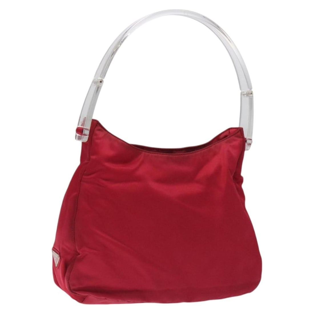 PRADA Pink Clear Nylon Hand Bag Made in Italy: PRADA Pink Clear Nylon Hand Bag Made in Italy This authentic PRADA handbag is a stylish accessory crafted from durable nylon, featuring a striking pink and clear exterior. Designed for both functional