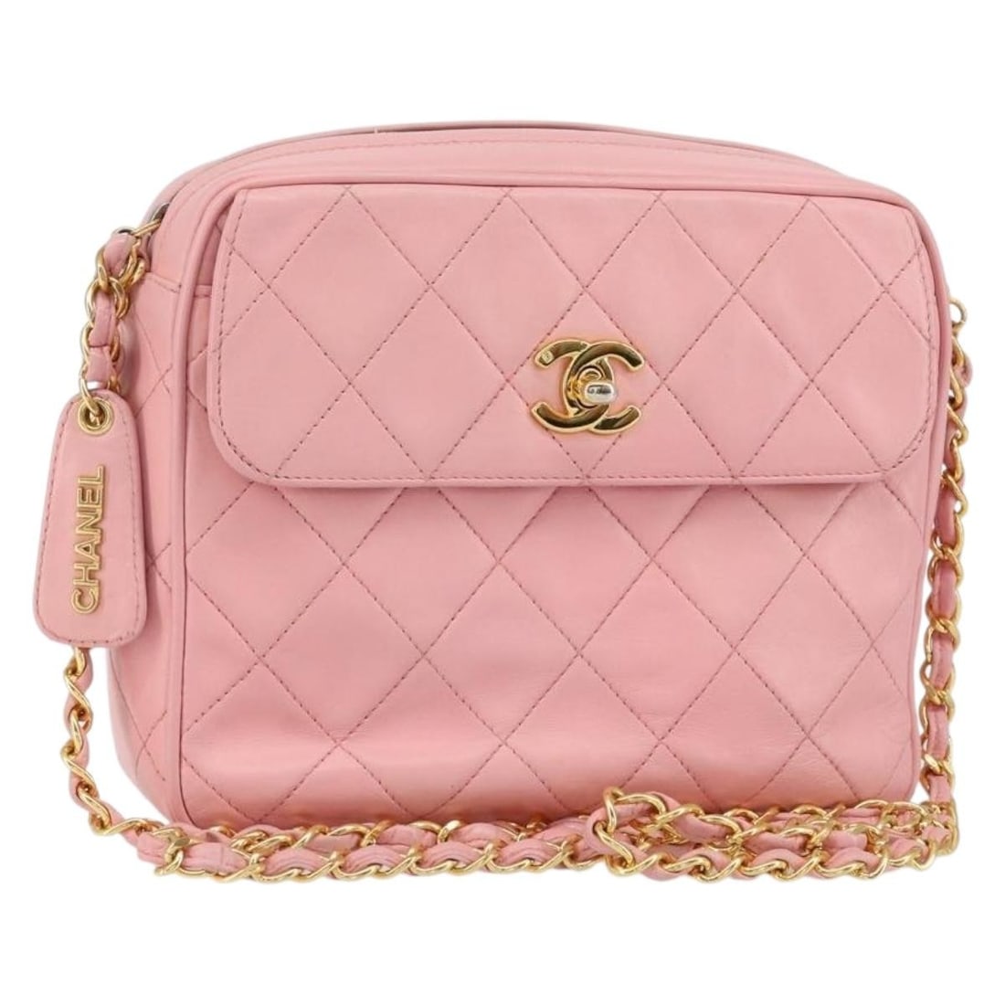 CHANEL Pink Gold Matelasse Lamb Skin Shoulder Bag Auth 150982 (1 of 18)
