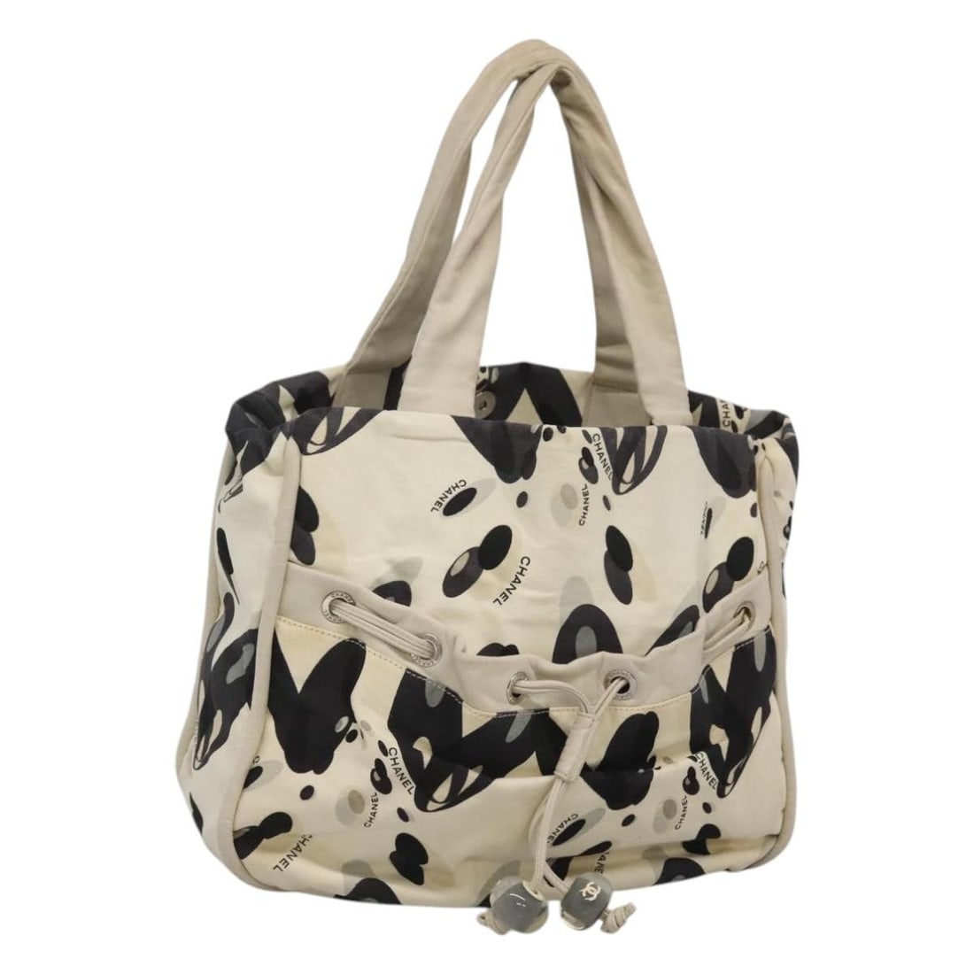 CHANEL White Silver Canvas Tote Bag Made in Italy Authenticated (1 of 18)