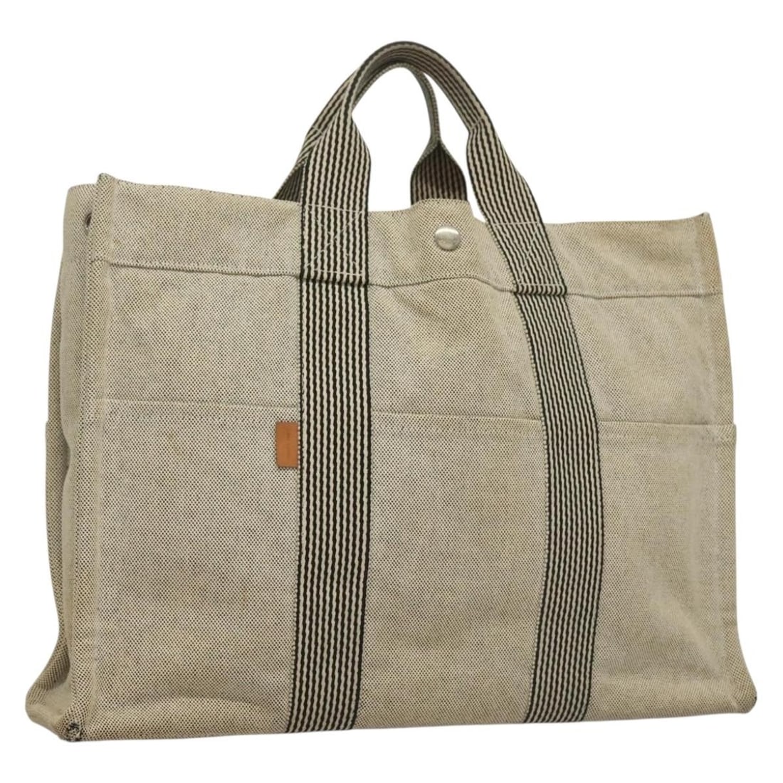 HERMES Fourre Tout MM Hand Bag Canvas Gray Silver Made in France (1 of 18)