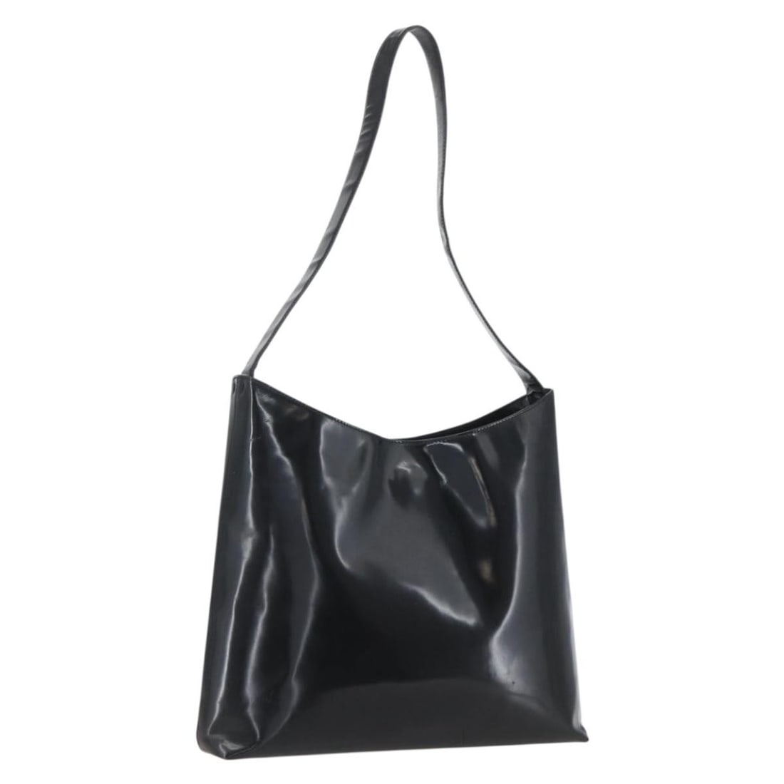 Prada Black Patent Leather Italian Shoulder Bag Silver Accents (1 of 18)