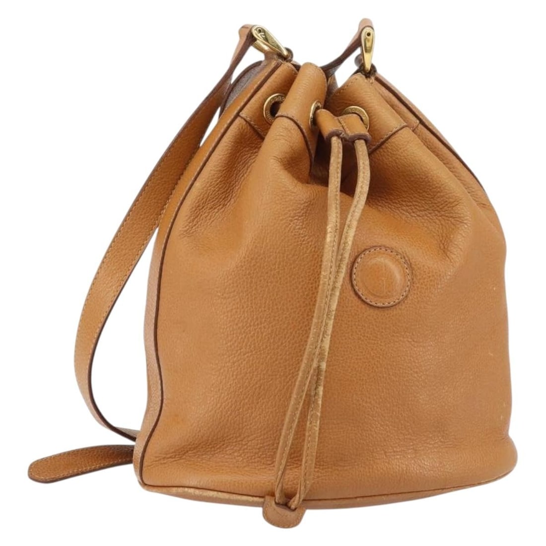 GUCCI Brown Gold Leather Shoulder Bag Auth 151505 Italy (1 of 18)