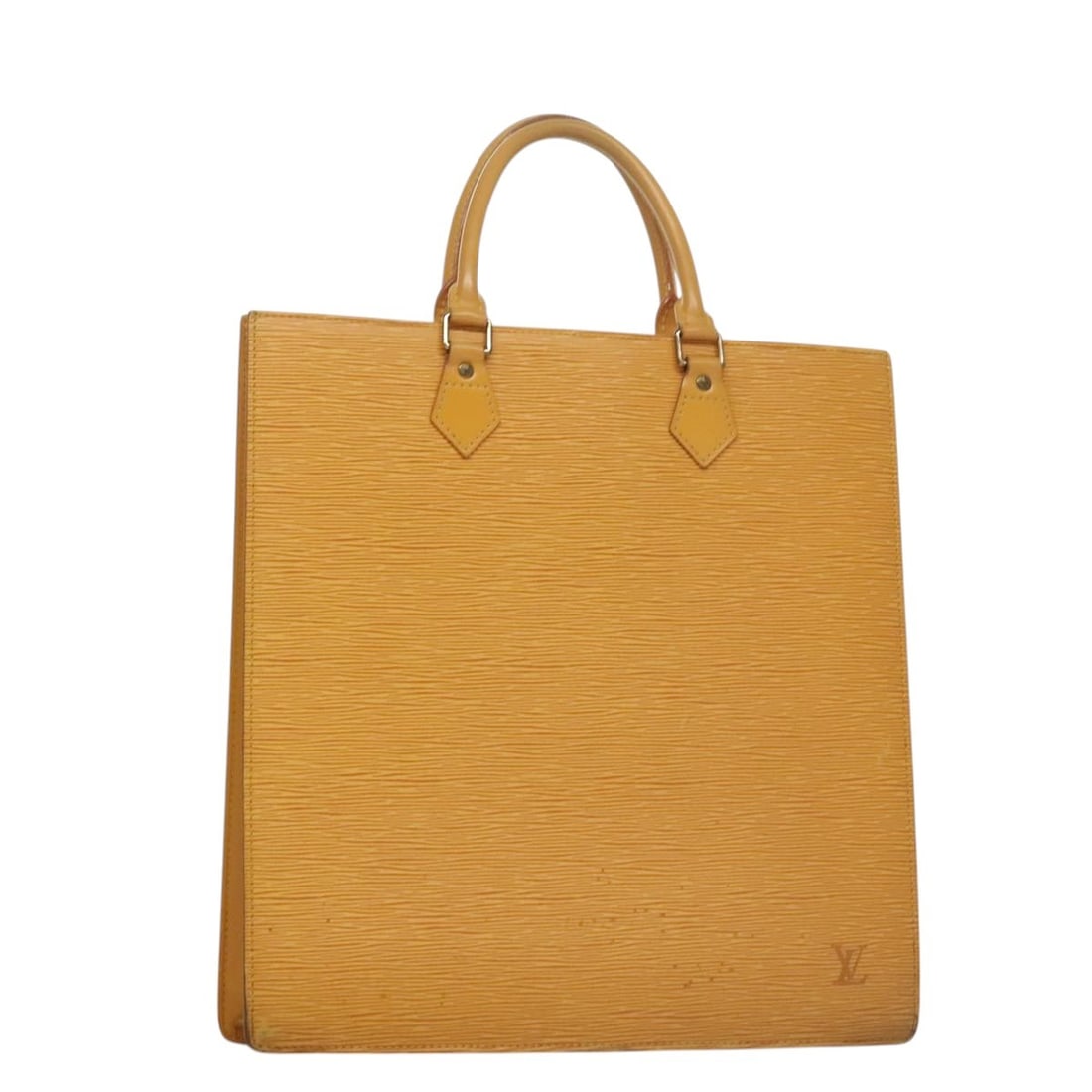 LOUIS VUITTON Epi Sac Plat Hand Bag Yellow M52079 Made in France: LOUIS VUITTON Epi Sac Plat Hand Bag Yellow M52079 Made in France This Louis Vuitton Epi Sac Plat Hand Bag, model M52079, showcases a vibrant yellow exterior crafted from durable Epi leather. Designed